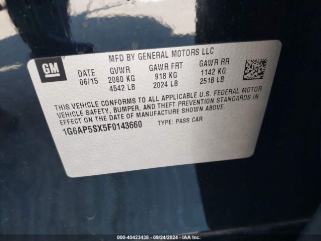 1G6AP5SX5F0143660 Cadillac Cts Standard