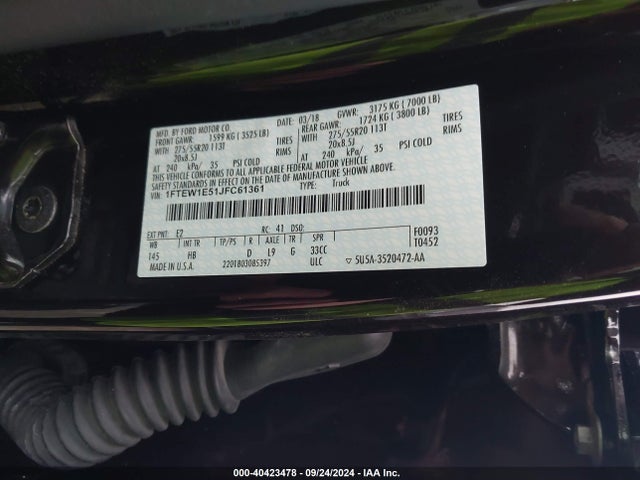 1FTEW1E51JFC61361 Ford F-150 Lariat