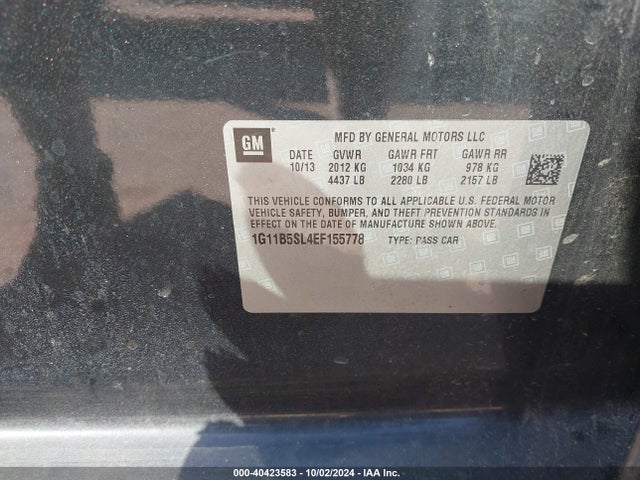 Chevrolet Malibu 1ls 2014 1G11B5SL4EF155778 Image 9