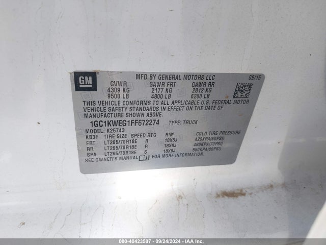 Chevrolet Silverado 2500hd Ltz 2015 1GC1KWEG1FF672274 Image 9