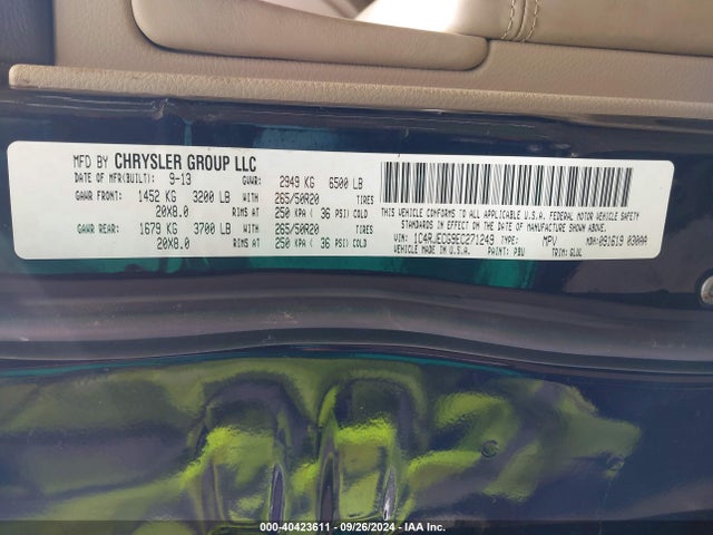 1C4RJECG9EC271249 Jeep Grand Cherokee Overland