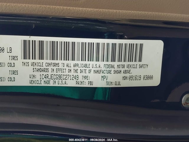 1C4RJECG9EC271249 Jeep Grand Cherokee Overland