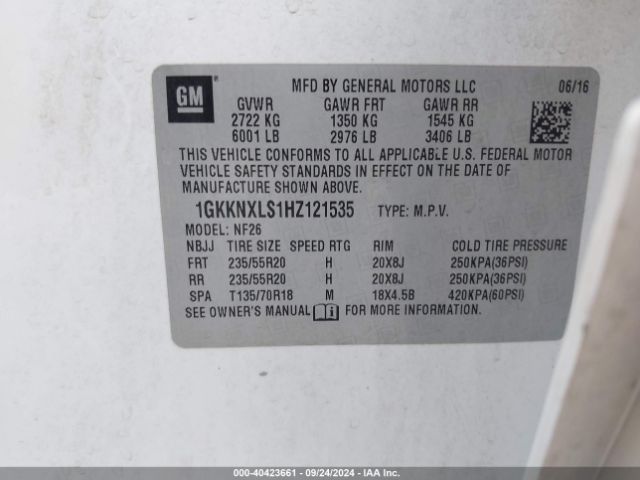 1GKKNXLS1HZ121535 GMC Acadia Denali
