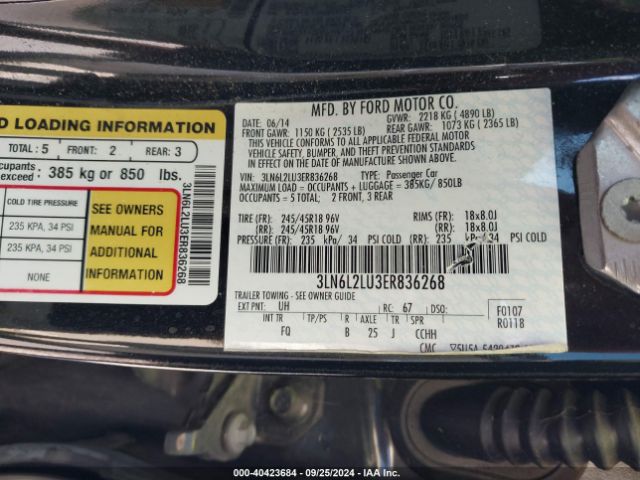 3LN6L2LU3ER836268 Lincoln MKZ HYBRID