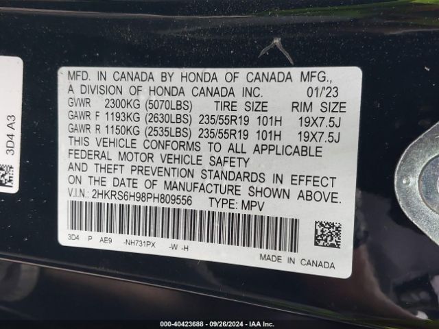 2HKRS6H98PH809556 Honda Cr-v Hybrid Sport Touring