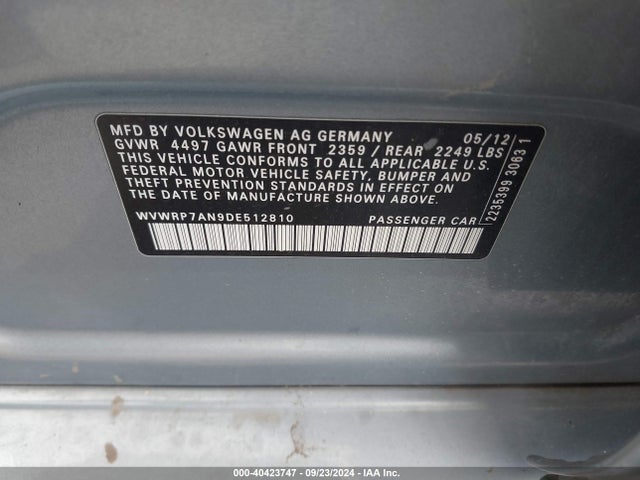Продаж на аукціоні авто 2013 Volkswagen Cc 2.0t Lux, vin: WVWRP7AN9DE512810, номер лоту: 40423747