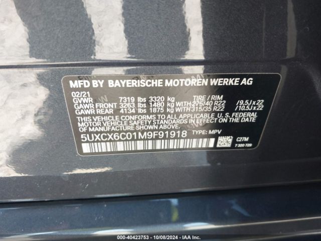 5UXCX6C01M9F91918 BMW X7 M50i
