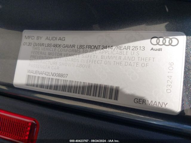 WAUENAF42LN008807 Audi A4 Premium Plus 45 Tfsi Quattro S Tronic