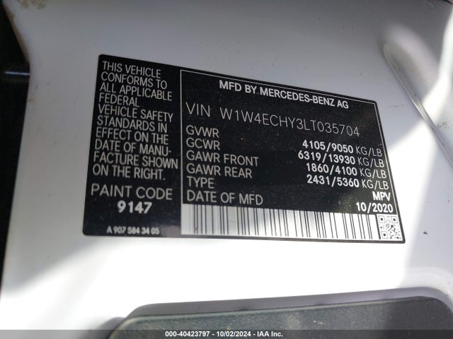 W1W4ECHY3LT035704 Mercedes-Benz Sprinter 2500 High Roof V6