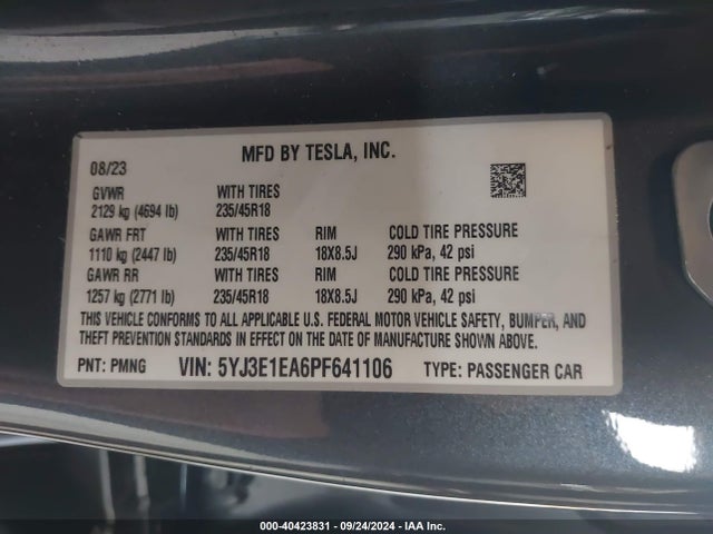 2023 TESLA MODEL 3 5YJ3E1EA6PF641106 Photo 8