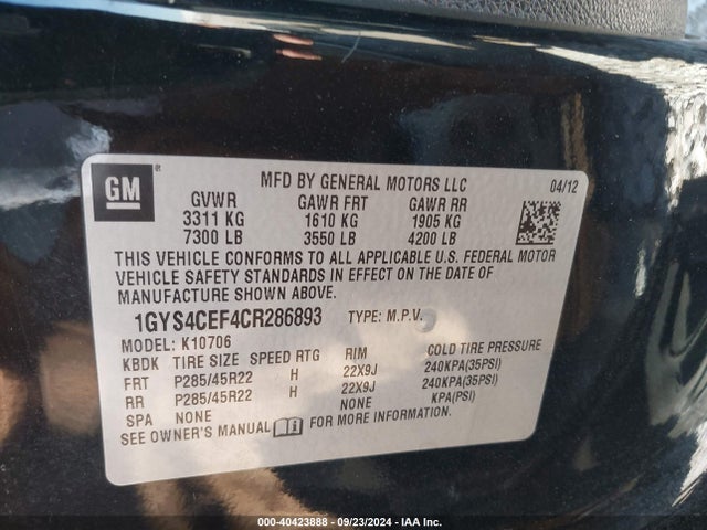 2012 CADILLAC ESCALADE 1GYS4CEF4CR286893 Photo 8