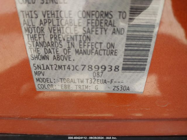 5N1AT2MT4JC789938 Nissan ROGUE SV