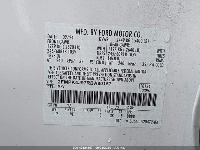 Ford EDGE SEL 2024 2FMPK4J97RBA80157 Image 9