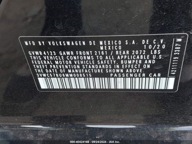3VWC57BU6MM008515 Volkswagen Jetta 1.4t R-line/1.4t S/1.4t Se