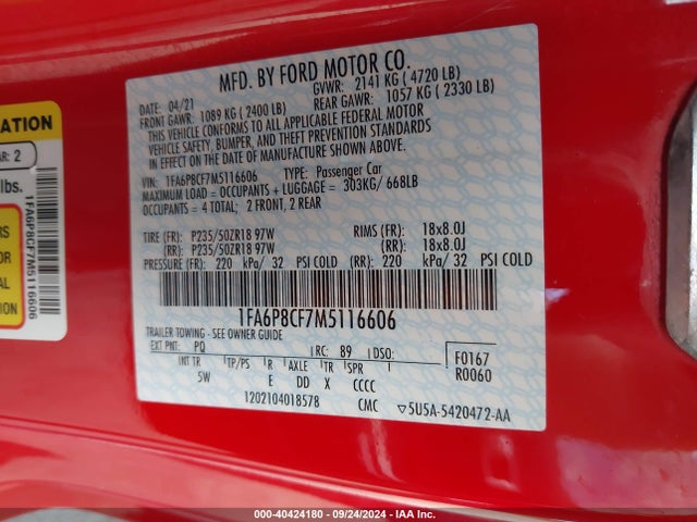 Ford Mustang Gt Premium Fastback 2021 1FA6P8CF7M5116606 Image 9