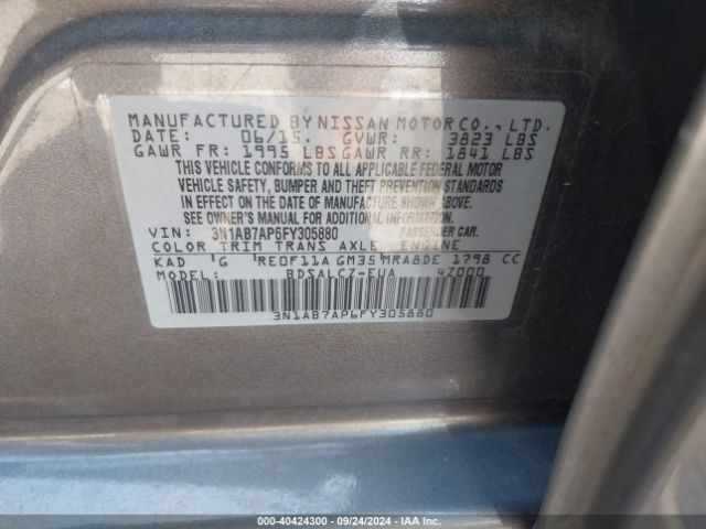 3N1AB7AP6FY305880 Nissan SENTRA S