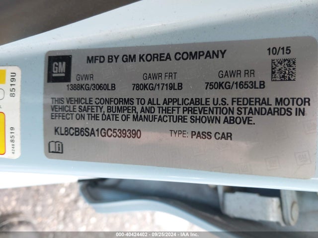 Chevrolet Spark Ls Cvt 2016 KL8CB6SA1GC539390 Image 9