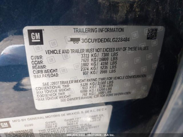 3GCUYDED6LG228484 Chevrolet Silverado 1500 4wd  Standard Bed Lt
