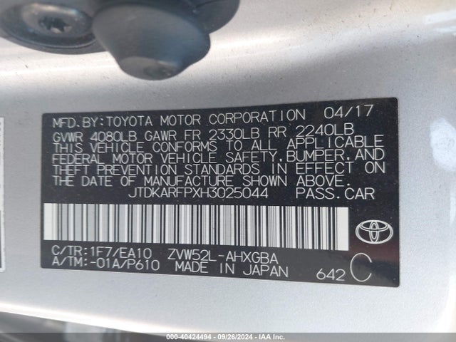 JTDKARFPXH3025044 Toyota Prius Prime Advanced