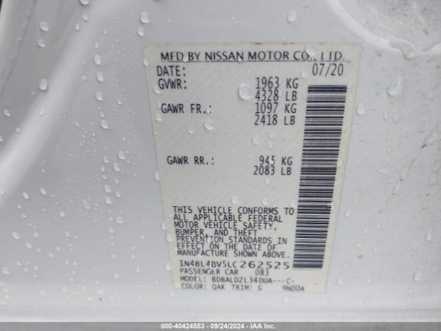 1N4BL4BV5LC262525 Nissan Altima S Fwd