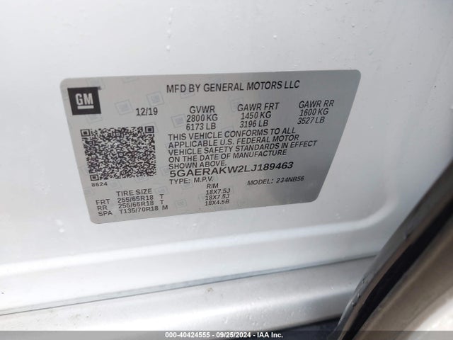 5GAERAKW2LJ189463 Buick Enclave Fwd Preferred