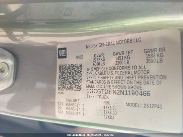 1GCGTDEN2N1190466 Chevrolet Colorado 4wd  Short Box Z71