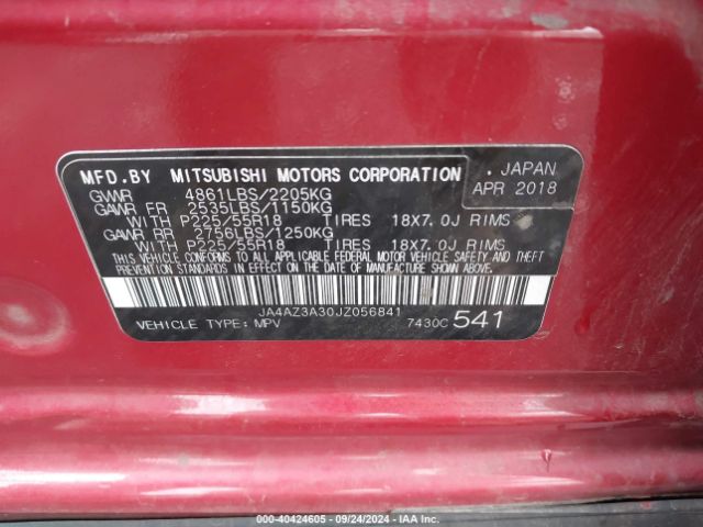 JA4AZ3A30JZ056841 Mitsubishi Outlander Es