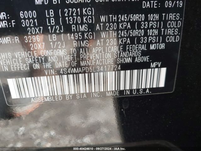 4S4WMAPD5L3417724 Subaru Ascent Limited