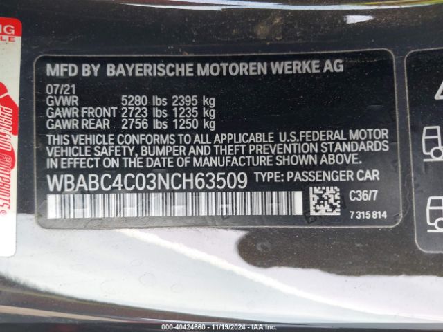 WBABC4C03NCH63509 BMW M850i Xdrive