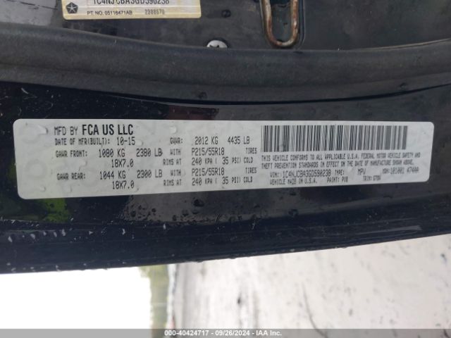 1C4NJCBA3GD590238 Jeep Compass Sport Se