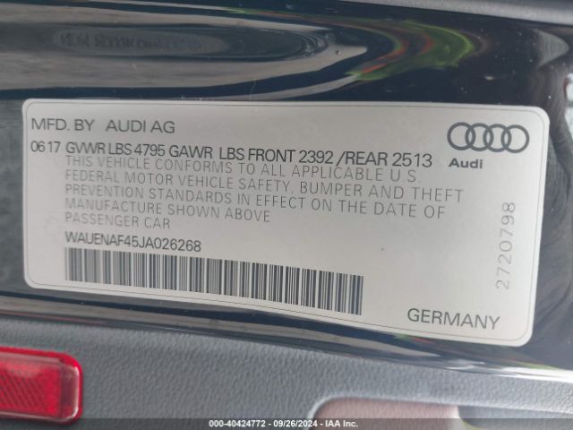 WAUENAF45JA026268 Audi A4 2.0t Premium/2.0t Tech Premium