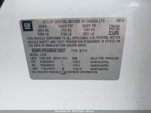 2GNFLFE30E6313837 Chevrolet EQUINOX 1LT