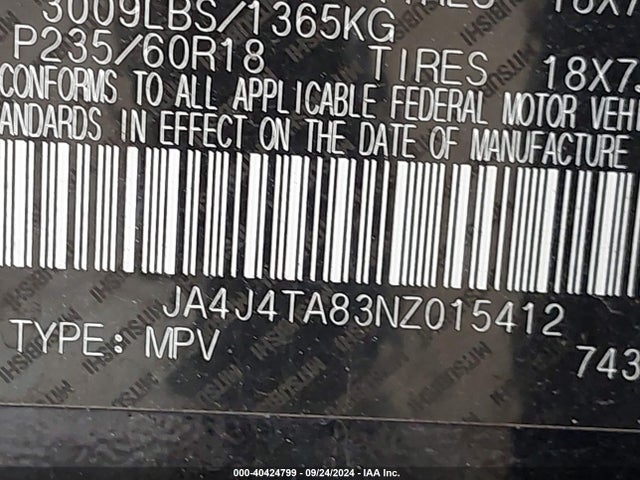 2022 MITSUBISHI OUTLANDER JA4J4TA83NZ015412 Photo 8