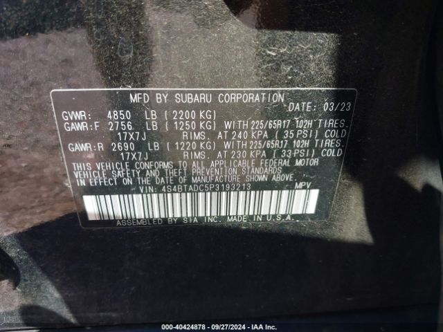 4S4BTADC5P3193213 Subaru Outback Premium