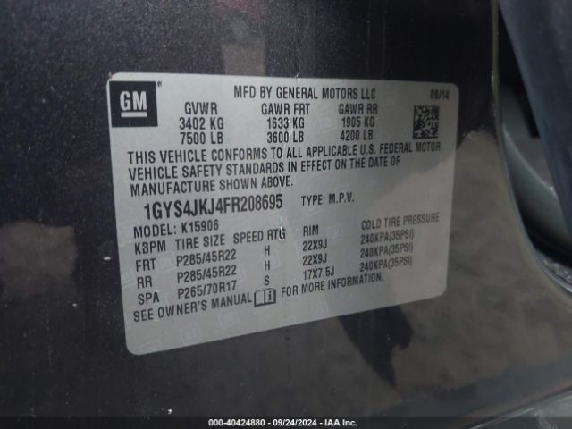 1GYS4JKJ4FR208695 Cadillac Escalade Esv Premium