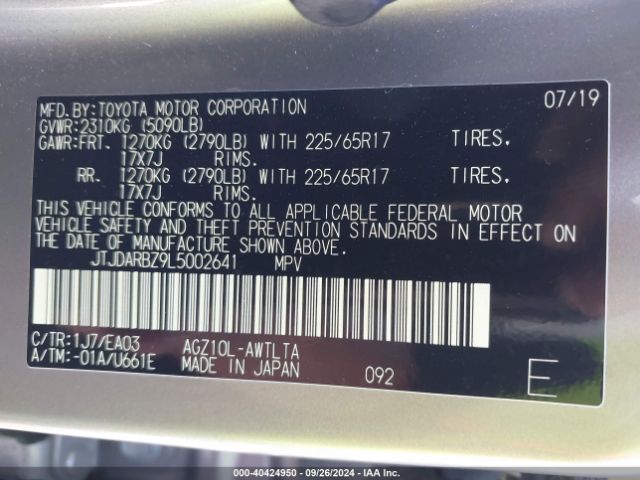 JTJDARBZ9L5002641 Lexus NX 300