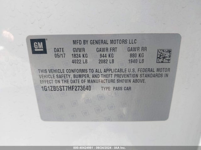 Chevrolet MALIBU LS 2017 1G1ZB5ST7HF273640 Image 9