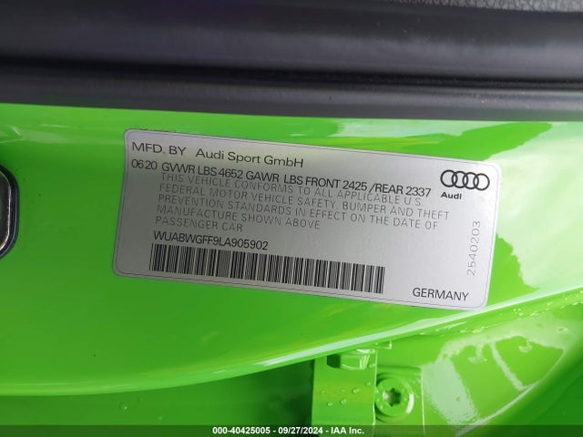2020 AUDI RS 3 WUABWGFF9LA905902 Photo 8