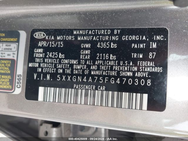 5XXGN4A75FG470308 KIA OPTIMA EX