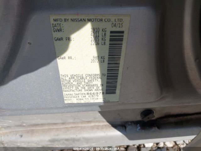 1N4AL3AP3FN866978 Nissan Altima 2.5 Sl