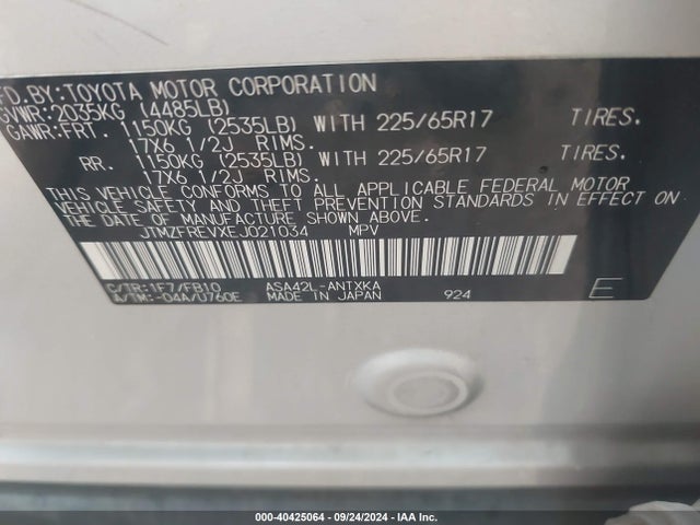 Toyota RAV4 LE 2014 JTMZFREVXEJ021034 Image 9