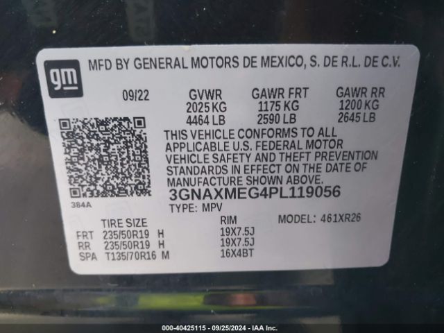 3GNAXMEG4PL119056 Chevrolet Equinox Fwd Rs