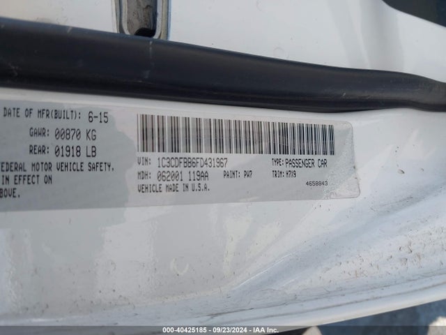 Dodge DART SXT 2015 1C3CDFBB6FD431967 Image 9