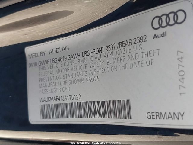 WAUKMAF41JA175122 Audi A4 2.0t Tech Ultra Premium/2.0t Ultra Premium