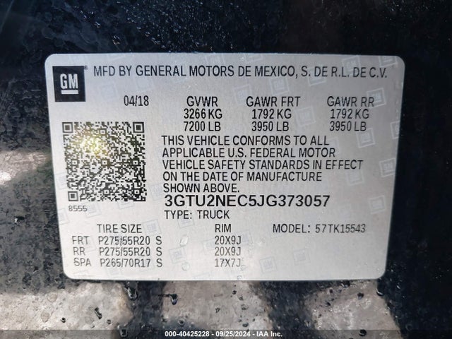 GMC Sierra 1500 Slt 2018 3GTU2NEC5JG373057 Image 9