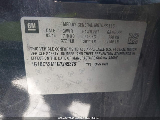 1G1BC5SM1G7245378 Chevrolet Cruze Ls Auto