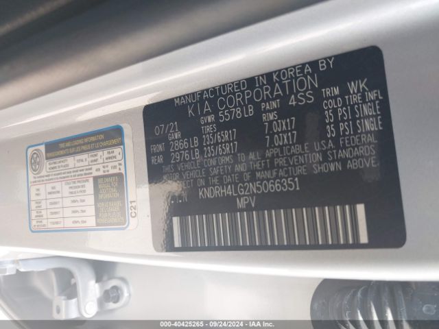 KNDRH4LG2N5066351 KIA Sorento Hybrid Ex