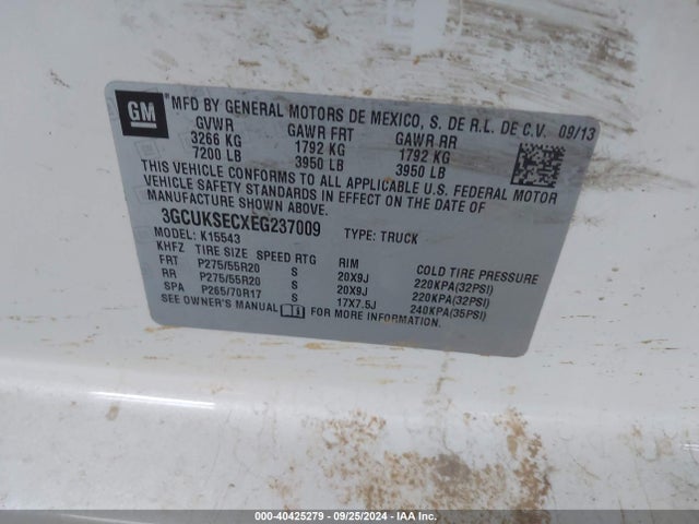 3GCUKSECXEG237009 Chevrolet Silverado 1500 1lz