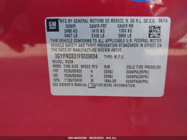 3GYFNCE31FS509834 Cadillac Srx Performance Collection