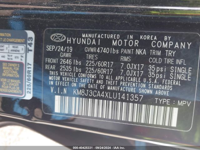 KM8J3CA4XLU141357 Hyundai Tucson Value